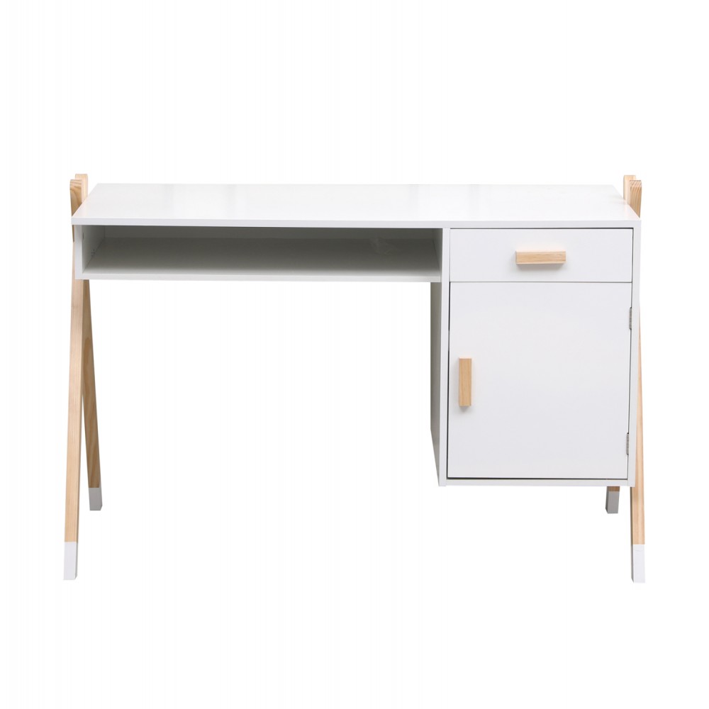 Γραφείο παιδικό "PASCHAL" με ντουλάπι από ξύλο σε χρώμα φυσικό/λευκό 120x55x75