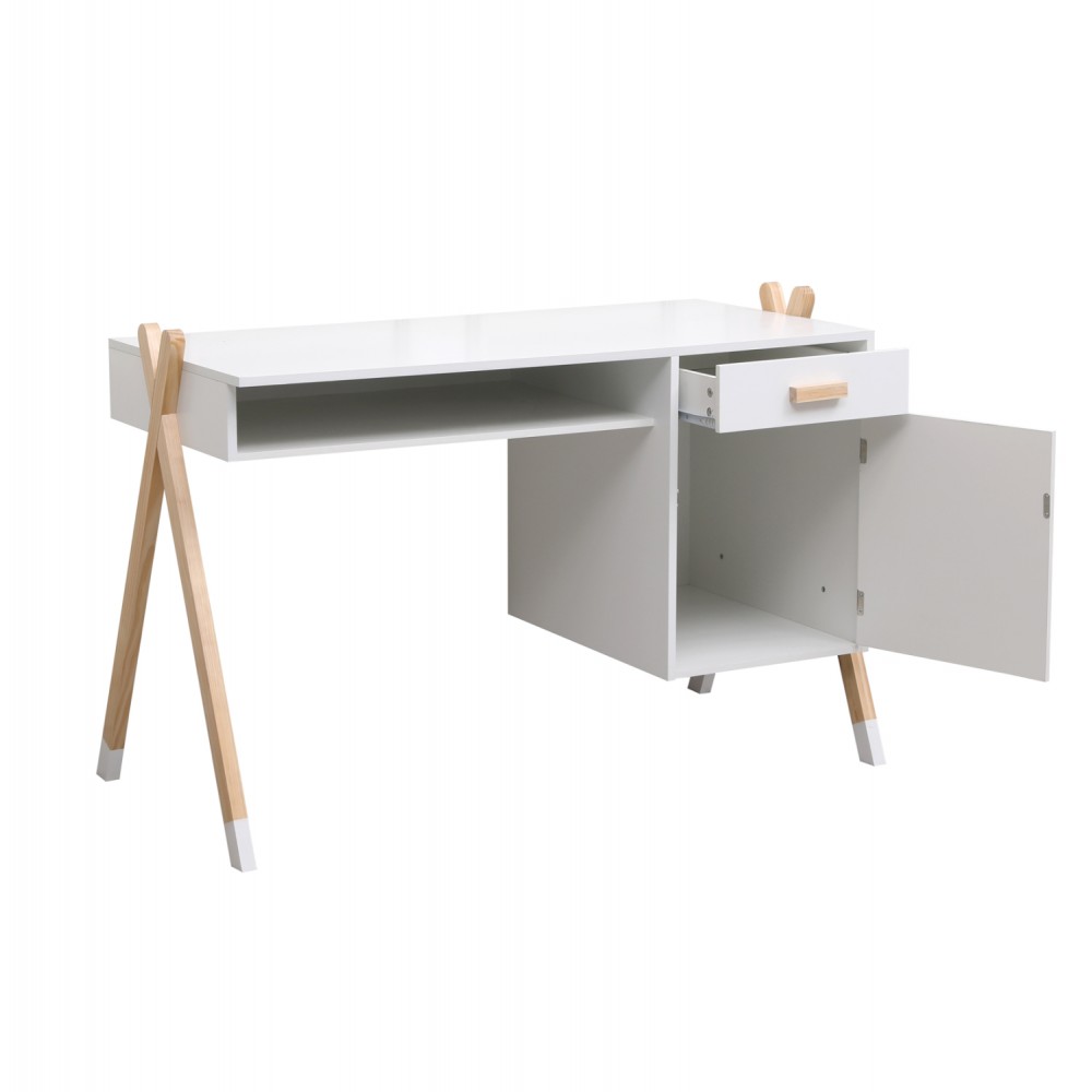 Γραφείο παιδικό "PASCHAL" με ντουλάπι από ξύλο σε χρώμα φυσικό/λευκό 120x55x75