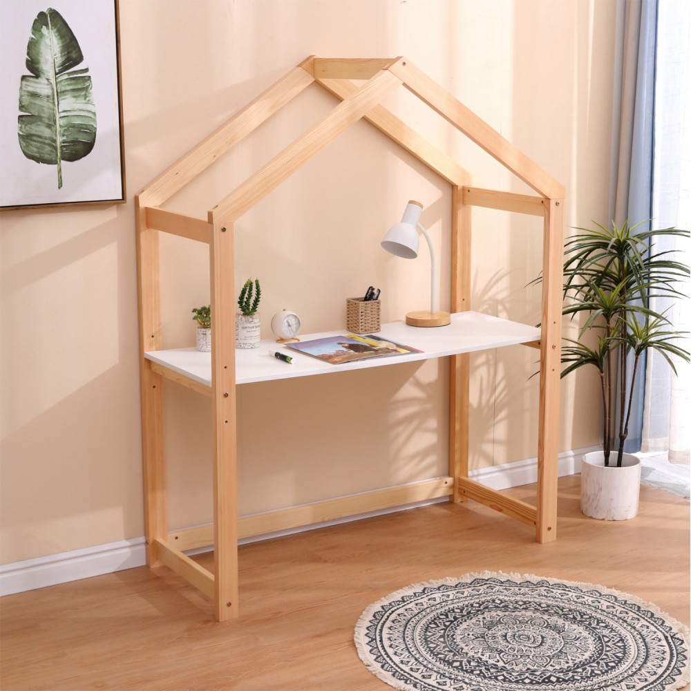 Γραφείο παιδικό "PEPE" από ξύλο σε χρώμα φυσικό/λευκό 120x44x152