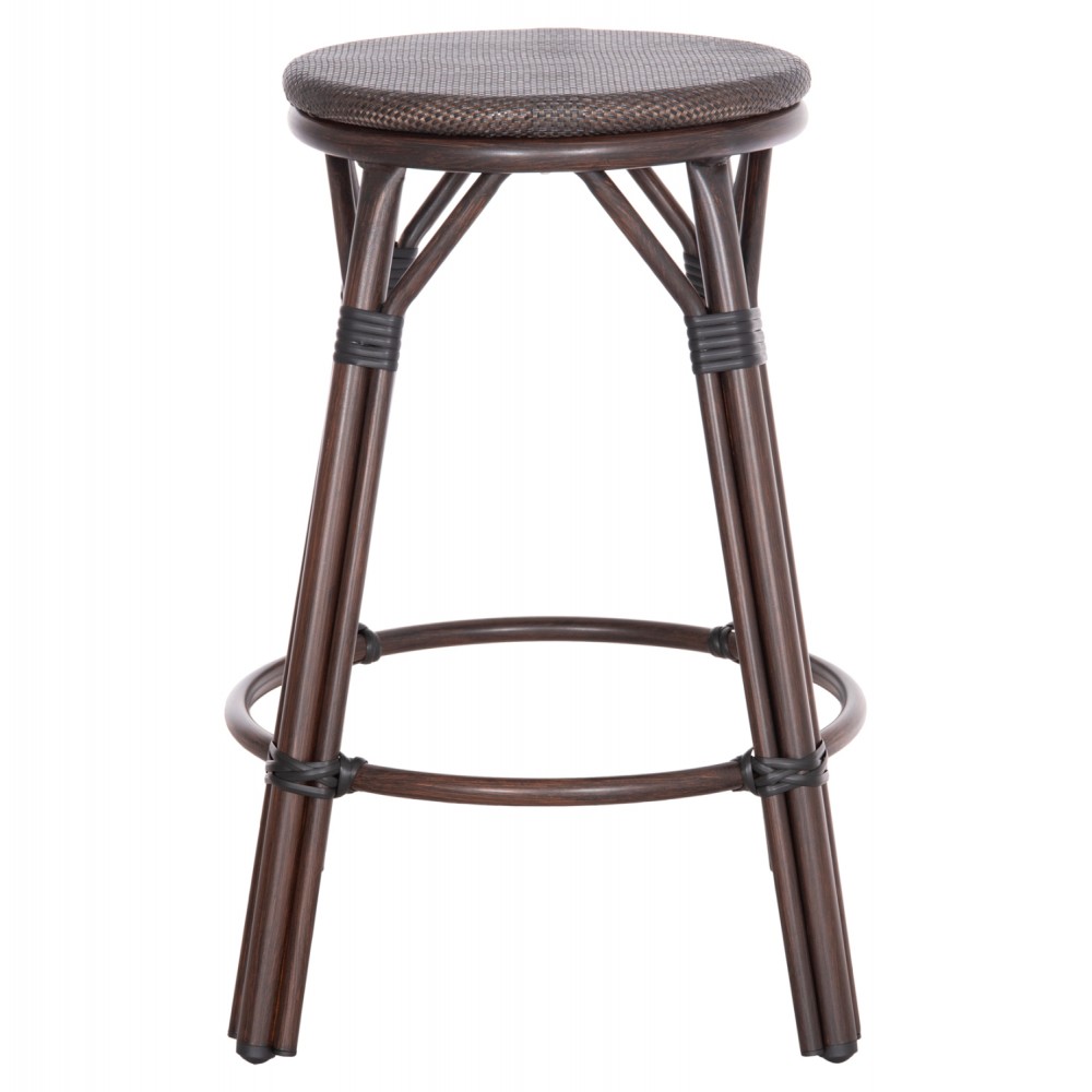 Σκαμπό μπαρ "CHINO" μεσαίου ύψους από αλουμίνιο/textilene σε χρώμα καφέ Φ43x65