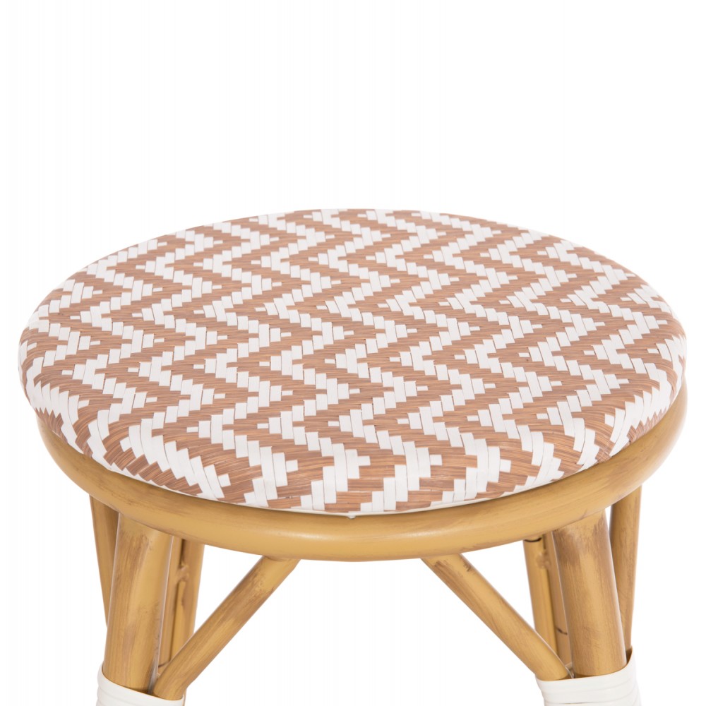 Σκαμπό μπαρ "CHINO" μεσαίου ύψους από αλουμίνιο/textilene σε χρώμα φυσικό/λευκό/καφέ Φ43x65