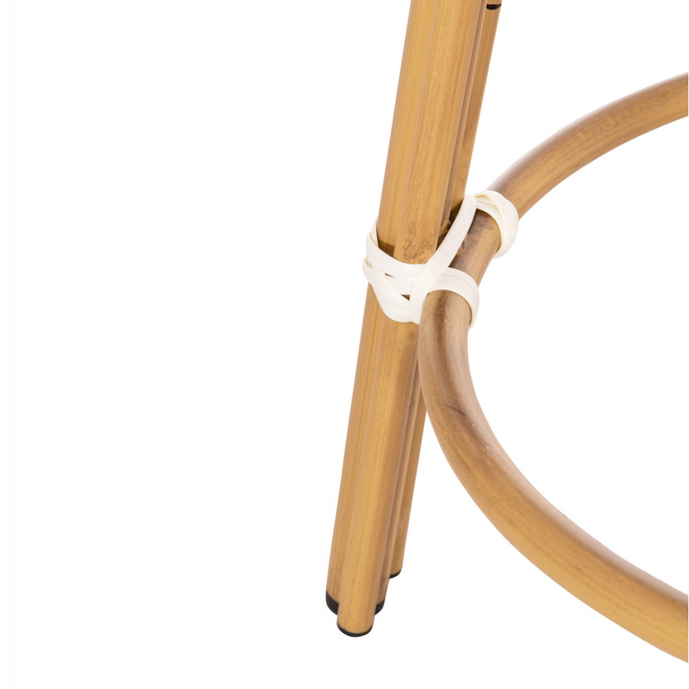 Σκαμπό μπαρ "CHINO" μεσαίου ύψους από αλουμίνιο/textilene σε χρώμα φυσικό/λευκό/καφέ Φ43x65