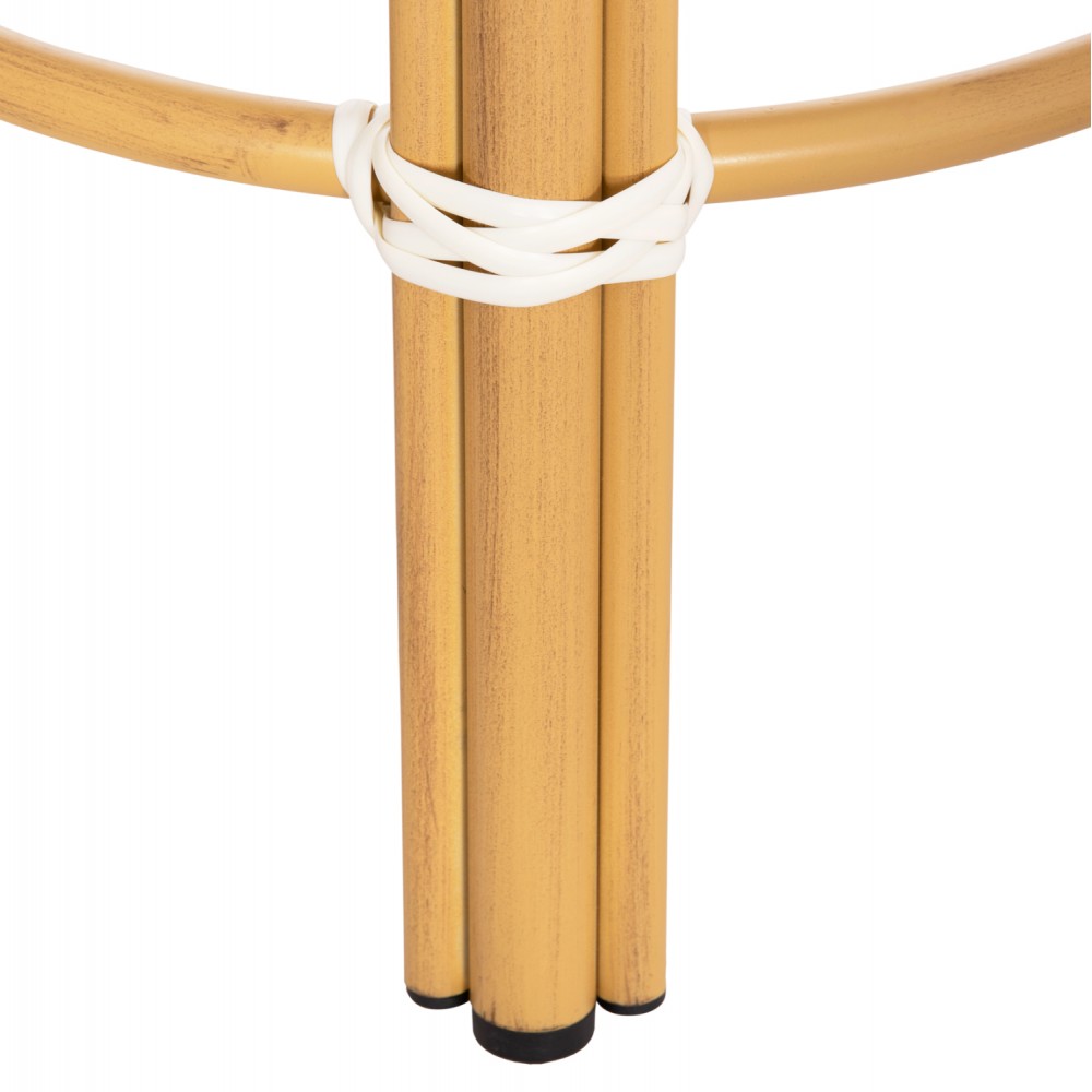 Σκαμπό μπαρ "CHINO" μεσαίου ύψους από αλουμίνιο/textilene σε χρώμα φυσικό/λευκό/μπλε Φ43x65