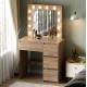 Τουαλέτα "KEITLIN" με φωτισμό led και συρτάρια σε χρώμα σονόμα 80x40x140