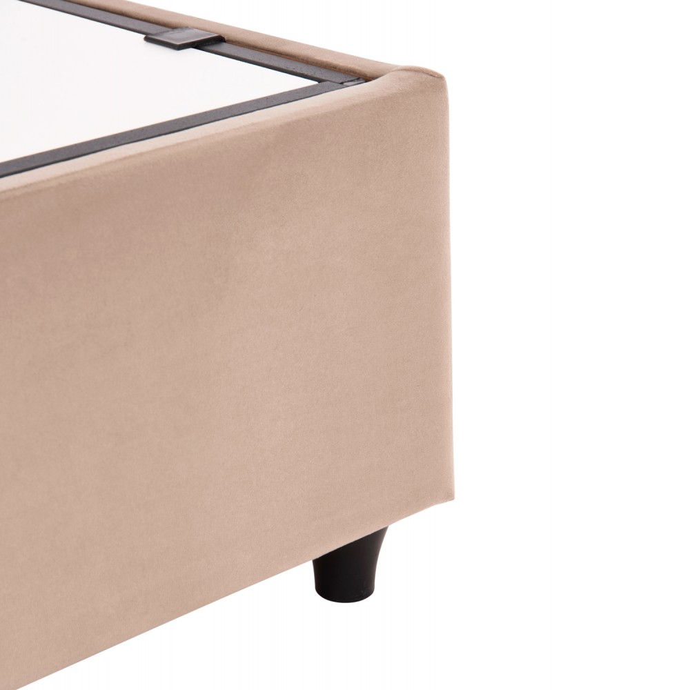 Κρεβάτι διπλό "DREAMLET" με αποθηκευτικό χώρο από ύφασμα βελούδο σε χρώμα μπεζ 160x200