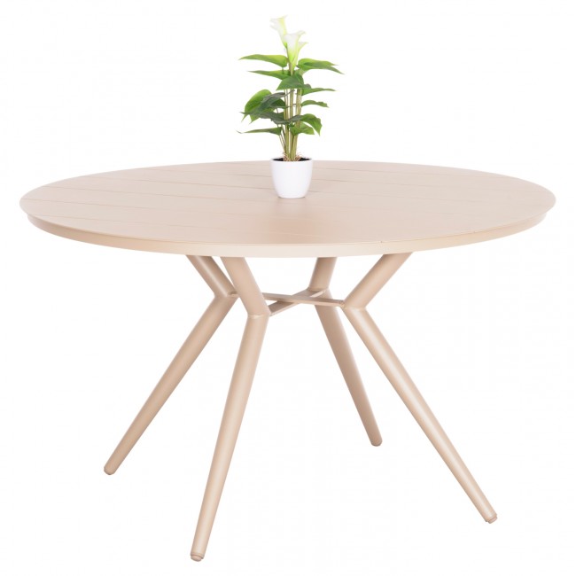 Τραπέζι εξωτερικού χώρου "HIGER" από αλουμίνιο σε χρώμα καπουτσίνο Φ126x74