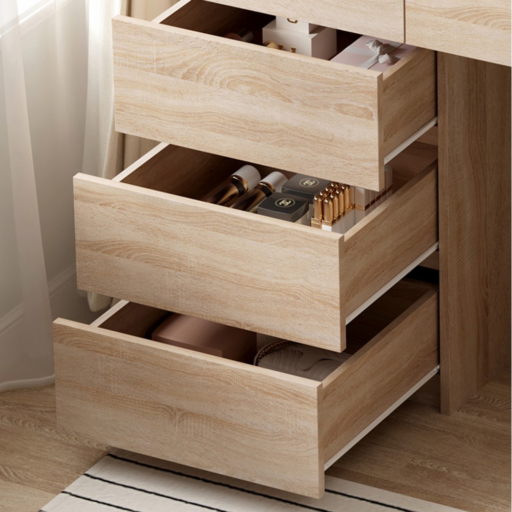 Τουαλέτα "BEYON" με φωτισμό led και συρτάρια σε χρώμα σονόμα 80x40x140