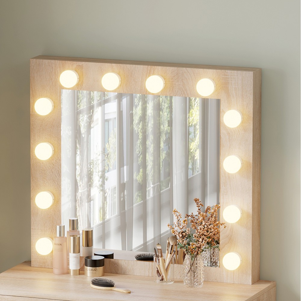 Τουαλέτα "BEYON" με φωτισμό led και συρτάρια σε χρώμα σονόμα 80x40x140