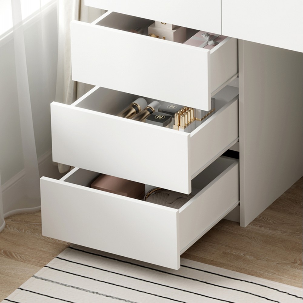 Τουαλέτα "BEYON" με φωτισμό led και συρτάρια σε χρώμα λευκό 80x40x140