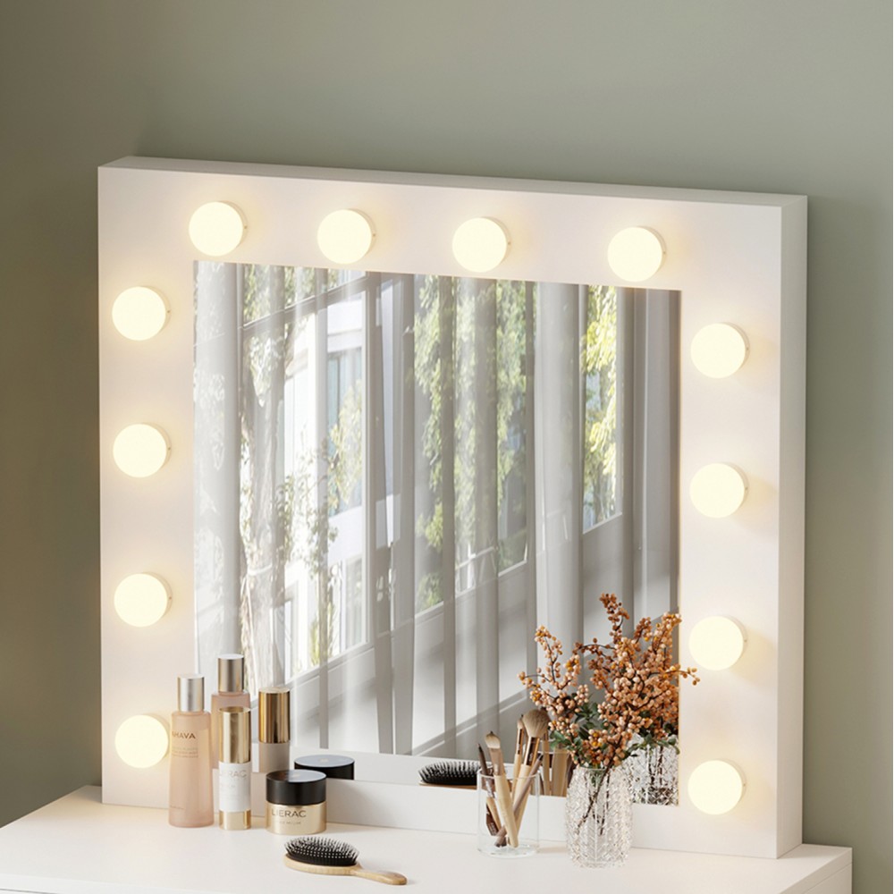 Τουαλέτα "BEYON" με φωτισμό led και συρτάρια σε χρώμα λευκό 80x40x140