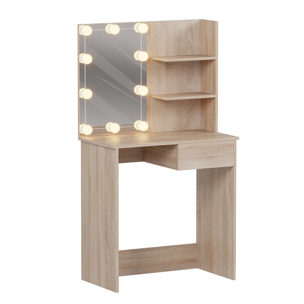 Τουαλέτα "LAURYN" με φωτισμό led και ράφια σε χρώμα σονόμα 75x40x134.5