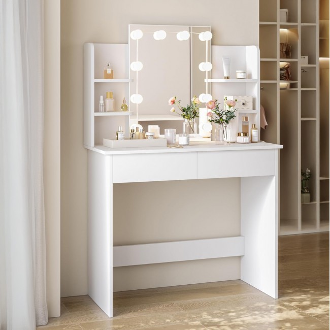 Τουαλέτα "LAURYN" με φωτισμό led και ράφια σε χρώμα λευκό 101.8x40x139.5