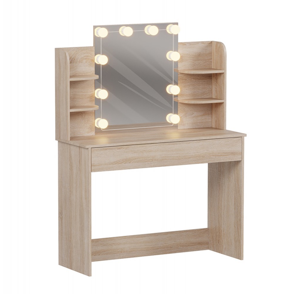 Τουαλέτα "LAURYN" με φωτισμό led και ράφια σε χρώμα σονόμα 101.8x40x139.5