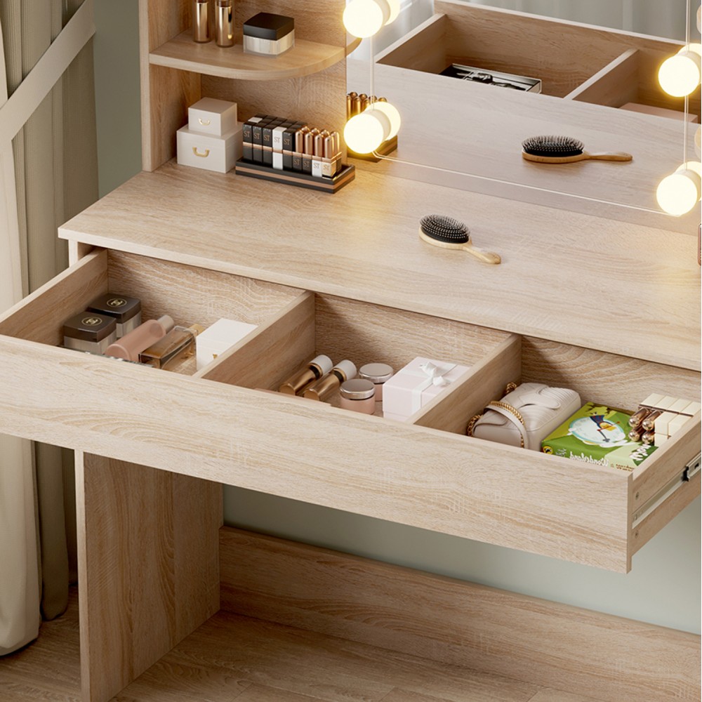 Τουαλέτα "LAURYN" με φωτισμό led και ράφια σε χρώμα σονόμα 101.8x40x139.5