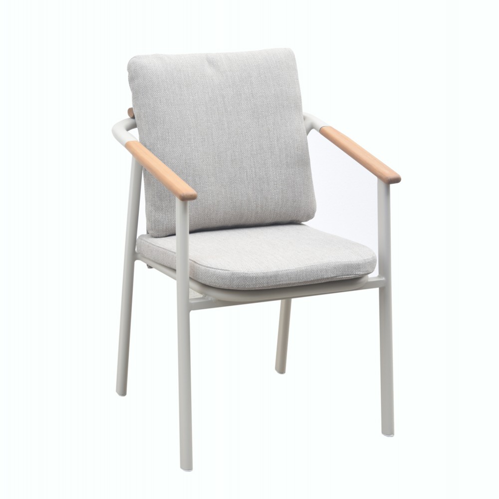 Πολυθρόνα "SENTI" από αλουμίνιο/ξύλο/ύφασμα σε χρώμα κρεμ/μπεζ 57x59x78