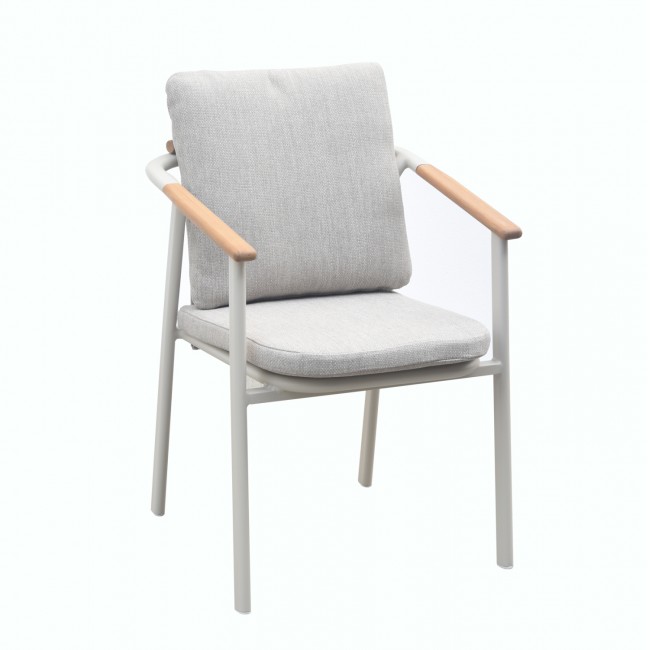 Πολυθρόνα "SENTI" από αλουμίνιο/ξύλο/ύφασμα σε χρώμα κρεμ/μπεζ 57x59x78