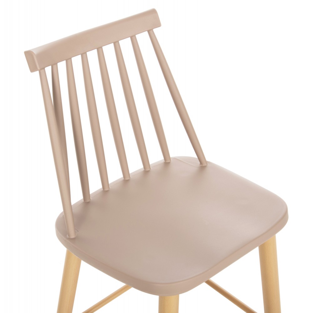 Σκαμπό μπαρ "VANESSA" από pp/μέταλλο σε χρώμα καπουτσίνο/φυσικό 45.5x46x97