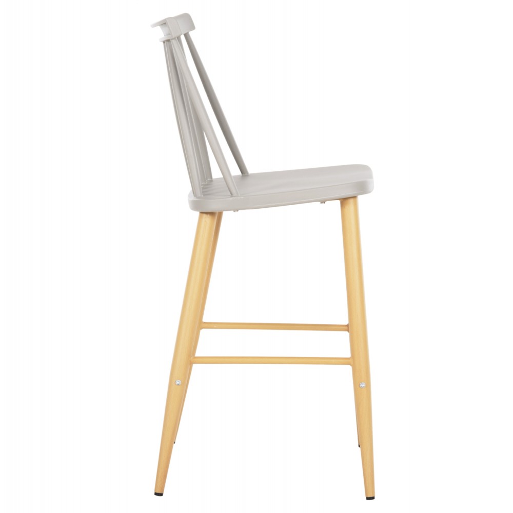 Σκαμπό μπαρ "VANESSA" από pp/μέταλλο σε χρώμα γκρι/φυσικό 45x48x96