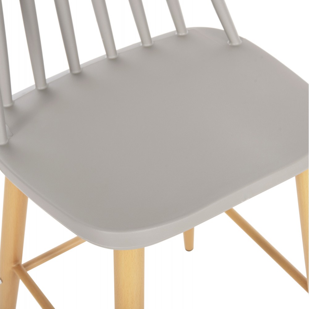 Σκαμπό μπαρ "VANESSA" από pp/μέταλλο σε χρώμα γκρι/φυσικό 45x48x96