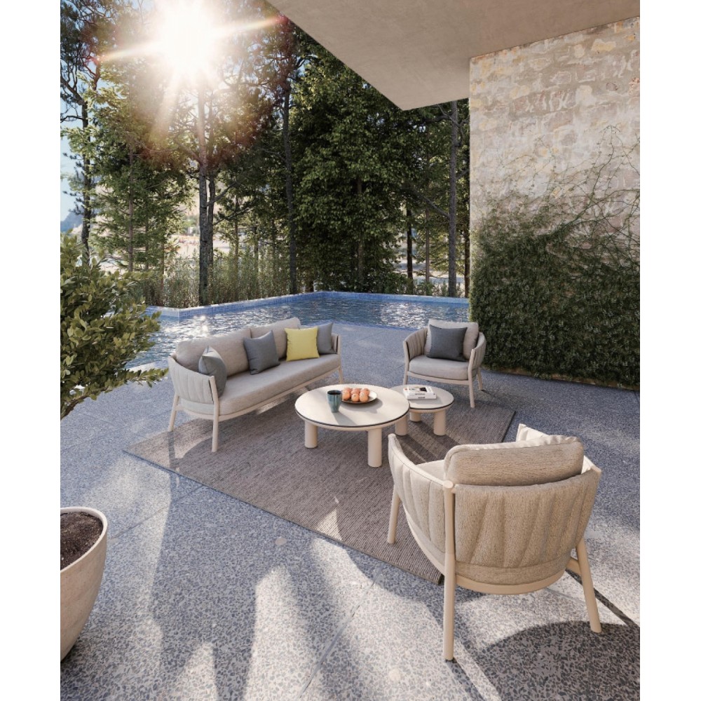 Σετ σαλόνι "SHANKS" 5τμχ από αλουμίνιο/ύφασμα σε χρώμα μπεζ 198x84x71-81