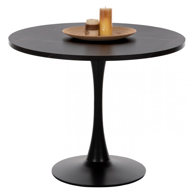 Τραπέζι "ROLLO" από μέταλλο σε χρώμα μαύρο μαρμάρου Φ90x74