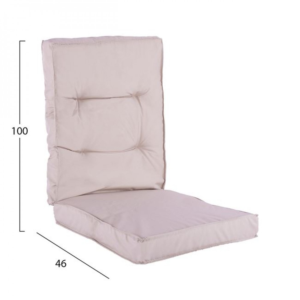 Μαξιλάρι πολυθρόνας από ύφασμα σε μπεζ χρώμα 100x46x7