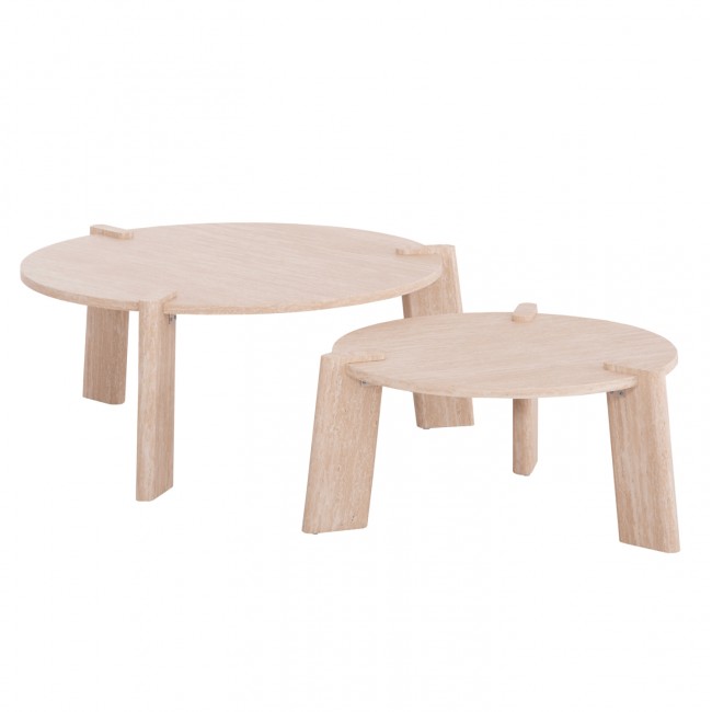 Σετ τραπέζια σαλονιού "EQUIL" 2τμχ από mdf σε χρώμα φυσικό Φ87x36.5&Φ66x31