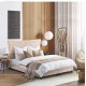 Κρεβάτι διπλό "NESTOR" από ύφασμα βελούδο σε χρώμα μπεζ 160x200
