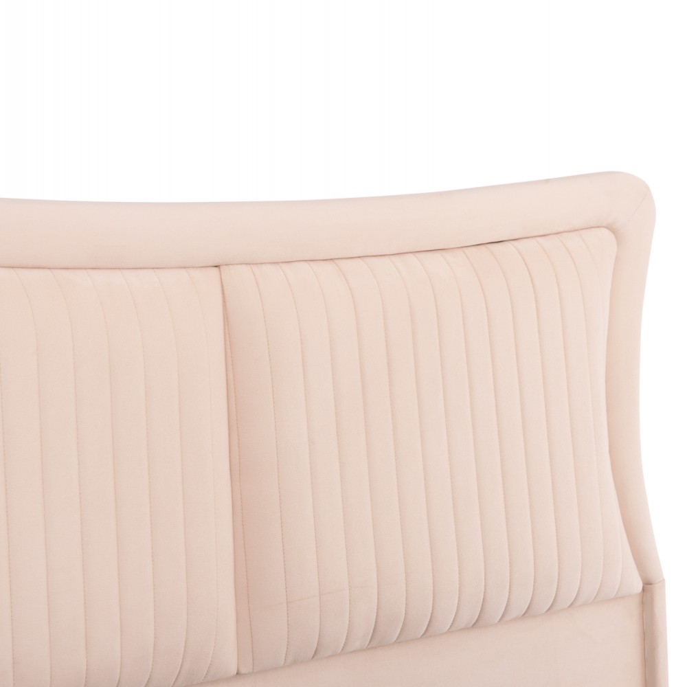 Κρεβάτι διπλό "NESTOR" από ύφασμα βελούδο σε χρώμα μπεζ 160x200