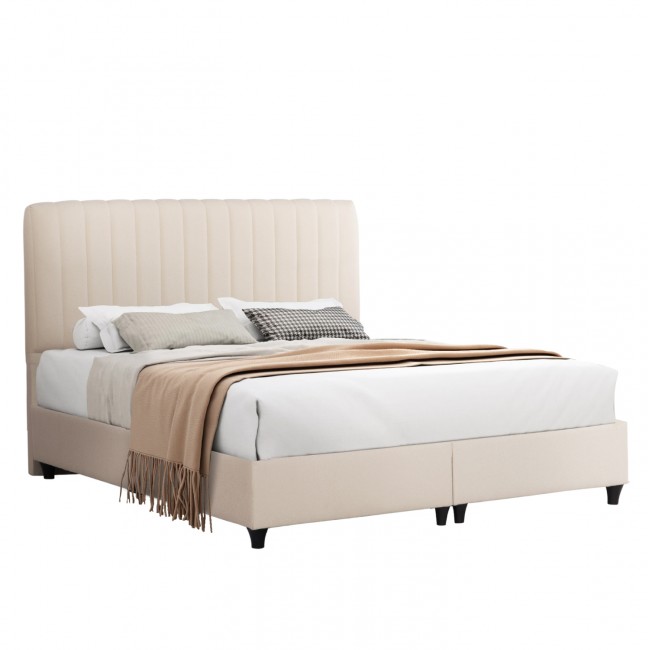 Κρεβάτι διπλό "LUTHER" από ύφασμα σε χρώμα μπεζ 160x200