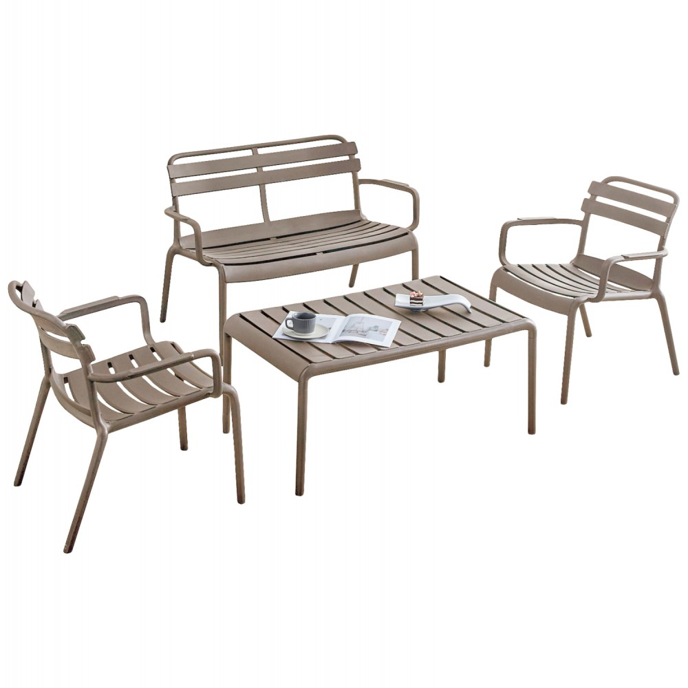 Σετ εξωτερικού χώρου "KORVER" 4τμχ από pp σε χρώμα καπουτσίνο