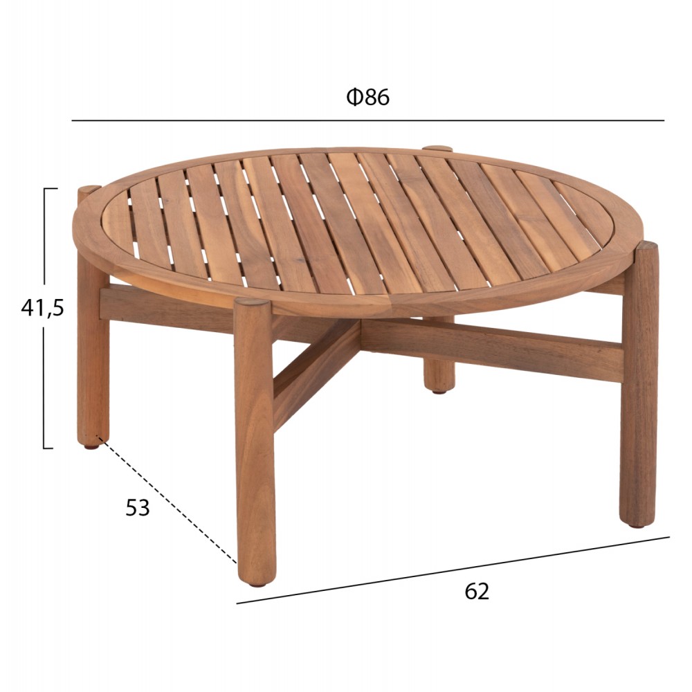Τραπέζι εξωτερικού χώρου "SANJI" από ξύλο σε χρώμα φυσικό Φ86x41.5