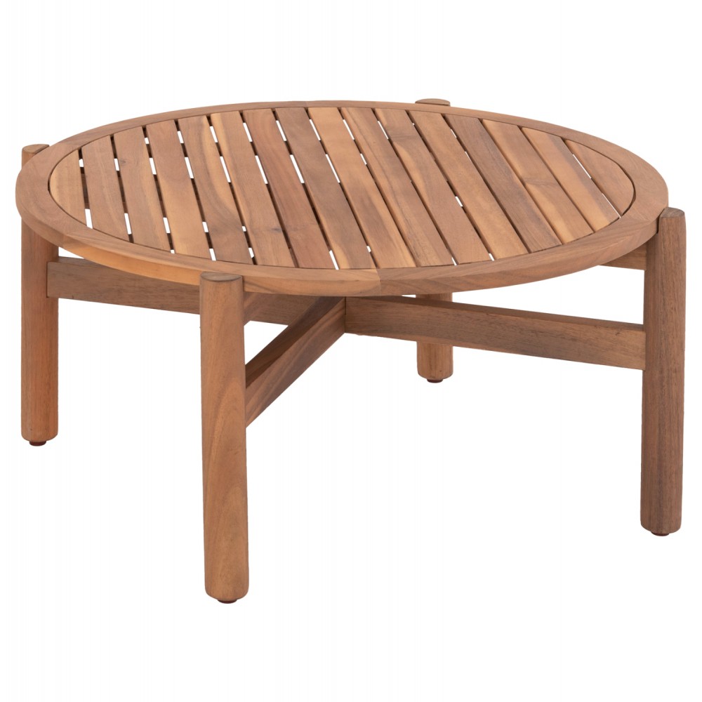 Τραπέζι εξωτερικού χώρου "SANJI" από ξύλο σε χρώμα φυσικό Φ60x48