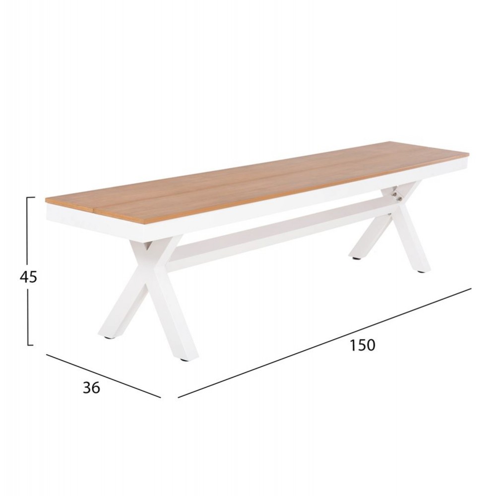 Σετ εξωτερικού χώρου "TAWNEE" 6 τμχ από αλουμίνιο/polywood/p.e. σχοινί σε χρώμα λευκό/μπεζ