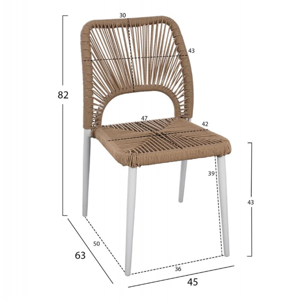Σετ εξωτερικού χώρου "TAWNEE" 6 τμχ από αλουμίνιο/polywood/p.e. σχοινί σε χρώμα λευκό/μπεζ