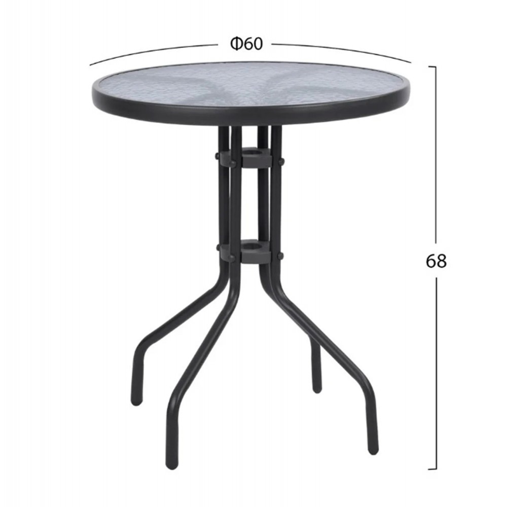 Σετ εξωτερικού χώρου "LIMA" 3τμχ από μέταλλο/textilene/γυαλί σε χρώμα γκρι