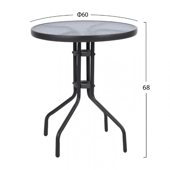 Σετ εξωτερικού χώρου "LIMA" 3τμχ από μέταλλο/textilene/γυαλί σε χρώμα γκρι