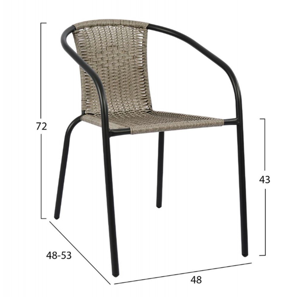 Σετ εξωτερικού χώρου "LIMA" 3τμχ από μέταλλο/textilene/γυαλί σε χρώμα γκρι