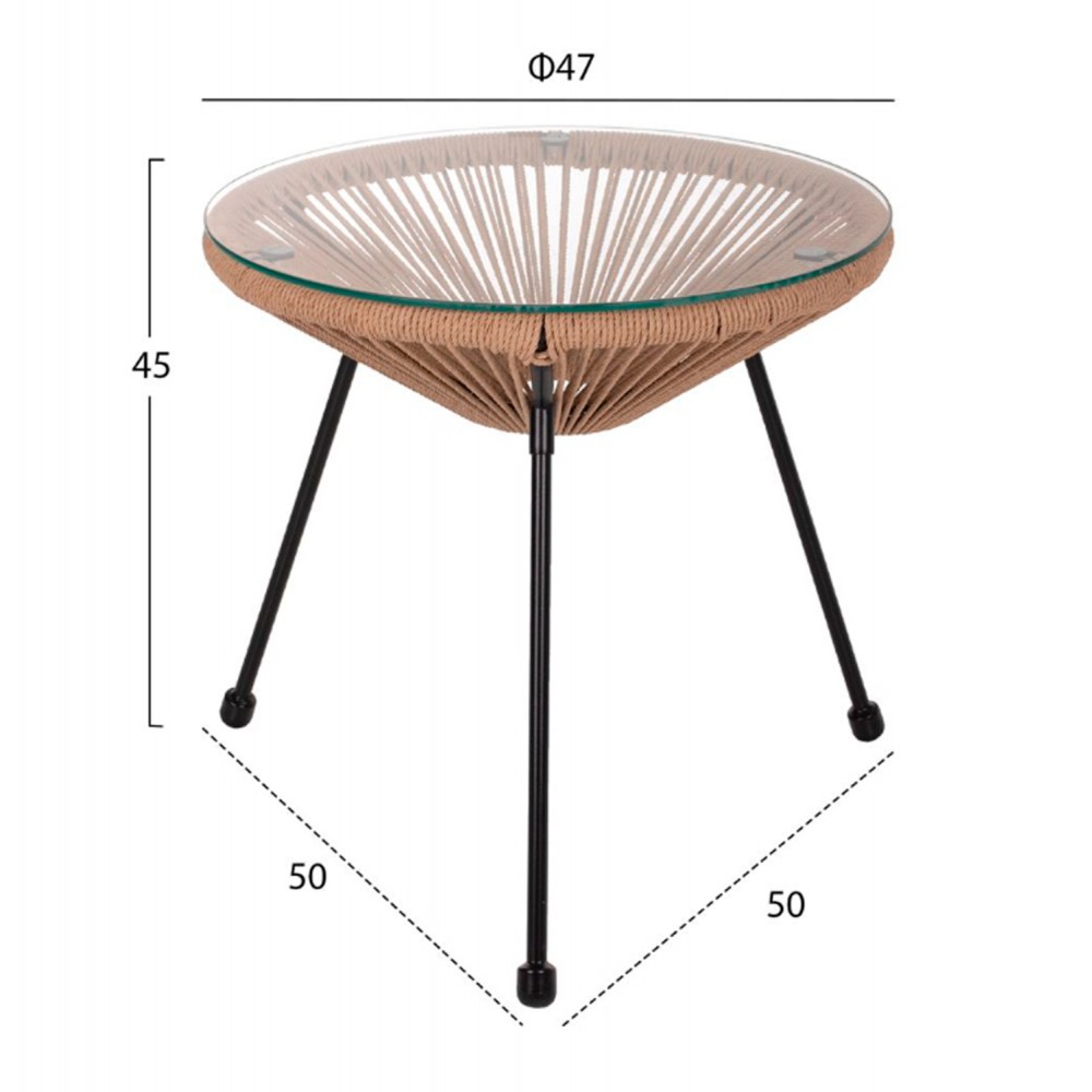 Σετ εξωτερικού χώρου "ACAPULCO" 3τμχ από rattan/μέταλλο σε χρώμα μπεζ/μαύρο