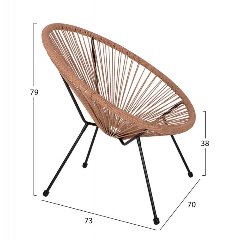 Σετ εξωτερικού χώρου "ACAPULCO" 3τμχ από rattan/μέταλλο σε χρώμα μπεζ/μαύρο
