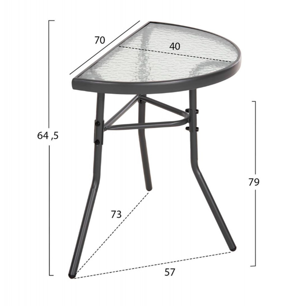 Σετ εξωτερικού χώρου "LAURA" 3τμχ από μέταλλο/αλουμίνιο σε χρώμα γκρι