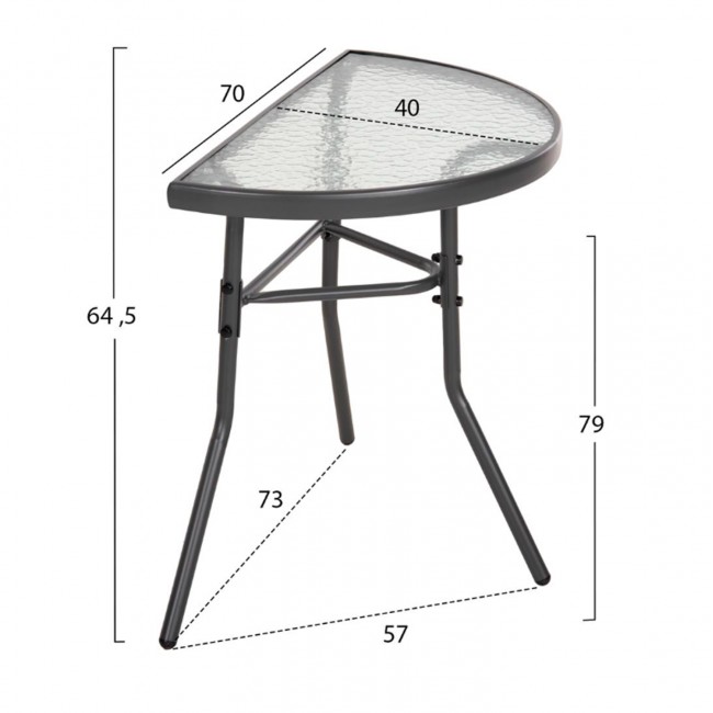 Σετ εξωτερικού χώρου "LAURA" 3τμχ από μέταλλο/αλουμίνιο σε χρώμα γκρι