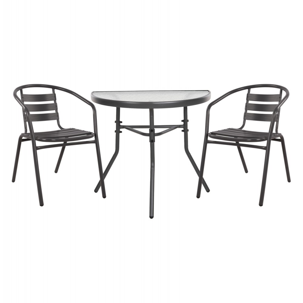 Σετ εξωτερικού χώρου "LAURA" 3τμχ από μέταλλο/αλουμίνιο σε χρώμα γκρι