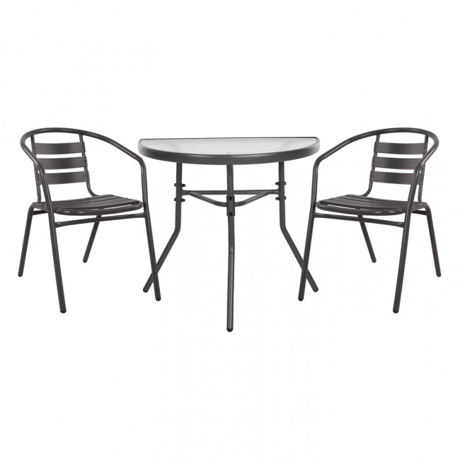 Σετ εξωτερικού χώρου "LAURA" 3τμχ από μέταλλο/αλουμίνιο σε χρώμα γκρι