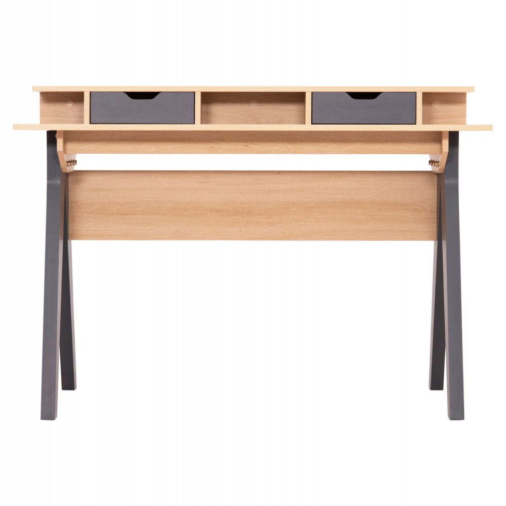 Γραφείο εργασίας "REXIN" με συρτάρια σε χρώμα σονόμα/γκρι 120x19-59x75-85.5