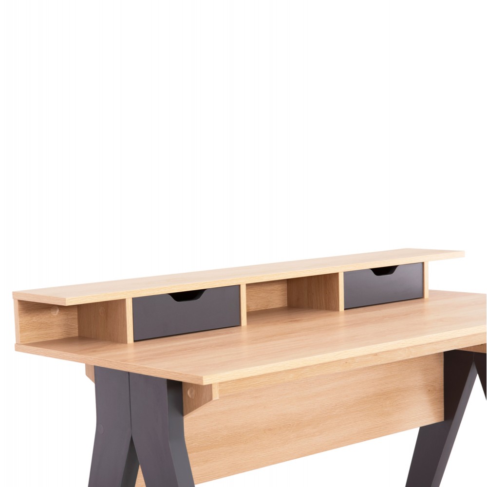 Γραφείο εργασίας "REXIN" με συρτάρια σε χρώμα σονόμα/γκρι 120x19-59x75-85.5