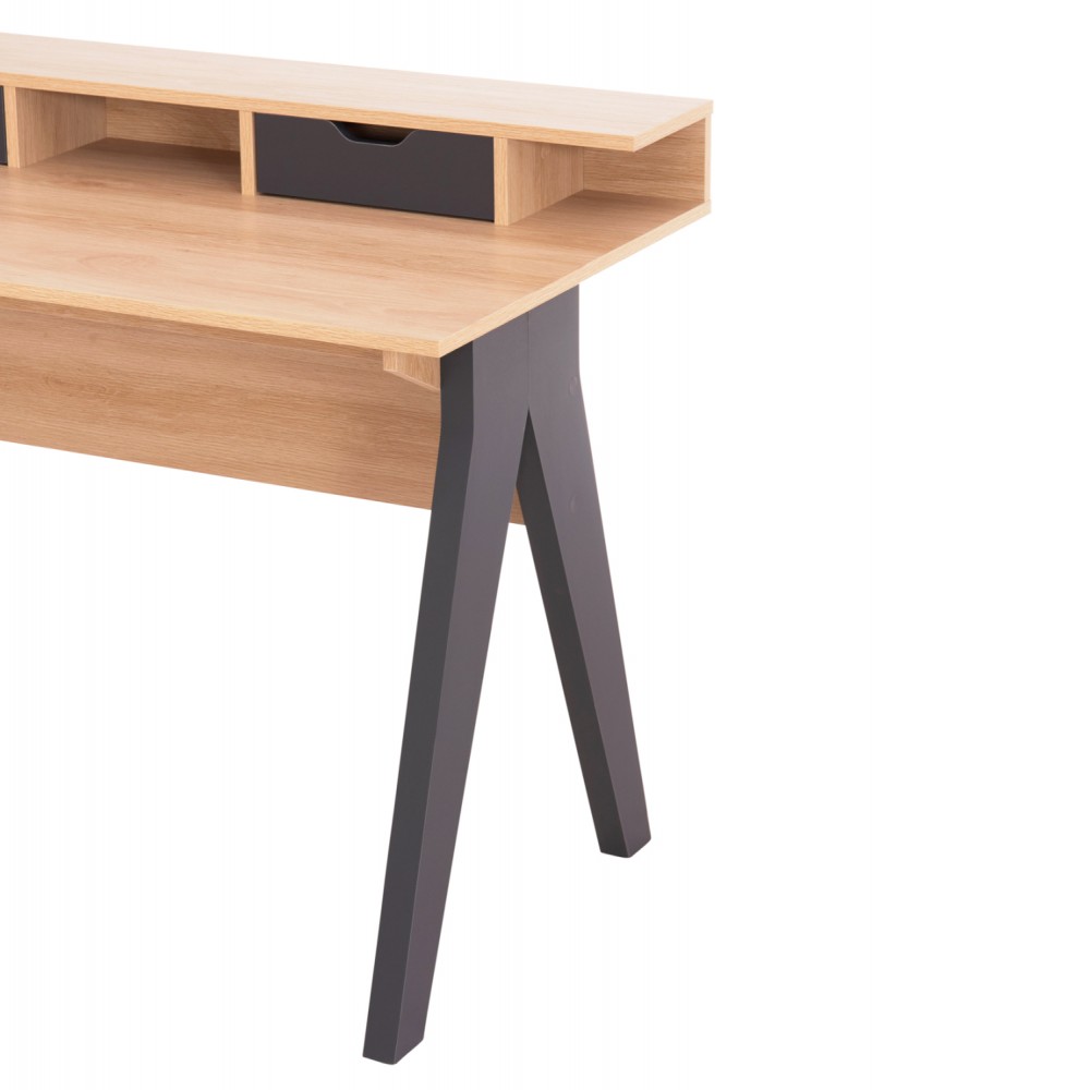 Γραφείο εργασίας "REXIN" με συρτάρια σε χρώμα σονόμα/γκρι 120x19-59x75-85.5