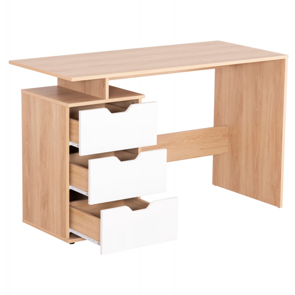 Γραφείο εργασίας "COLT" με συρτάρια σε χρώμα σονόμα/λευκό 120x53x75