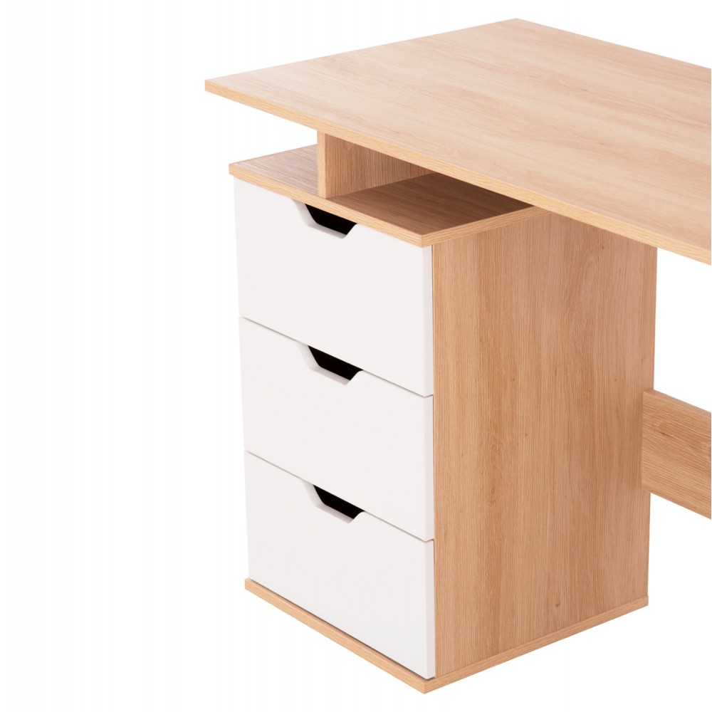 Γραφείο εργασίας "COLT" με συρτάρια σε χρώμα σονόμα/λευκό 120x53x75