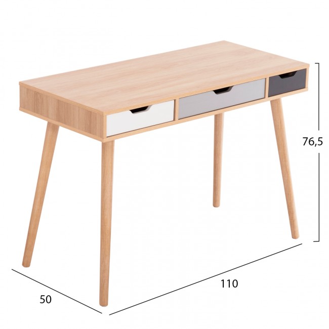 Γραφείο εργασίας "GAET" σε χρώμα σονόμα/γκρι/λευκό/μπεζ 110x50x76.5